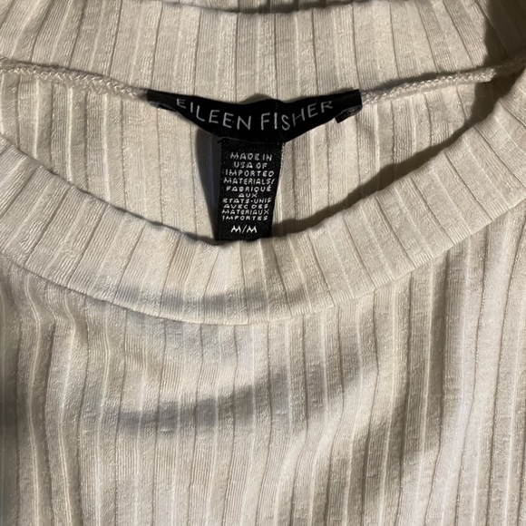 EILEEN FISHER Textured Stretch Rib Crew Neck Top Bone - Picture 13 of 14